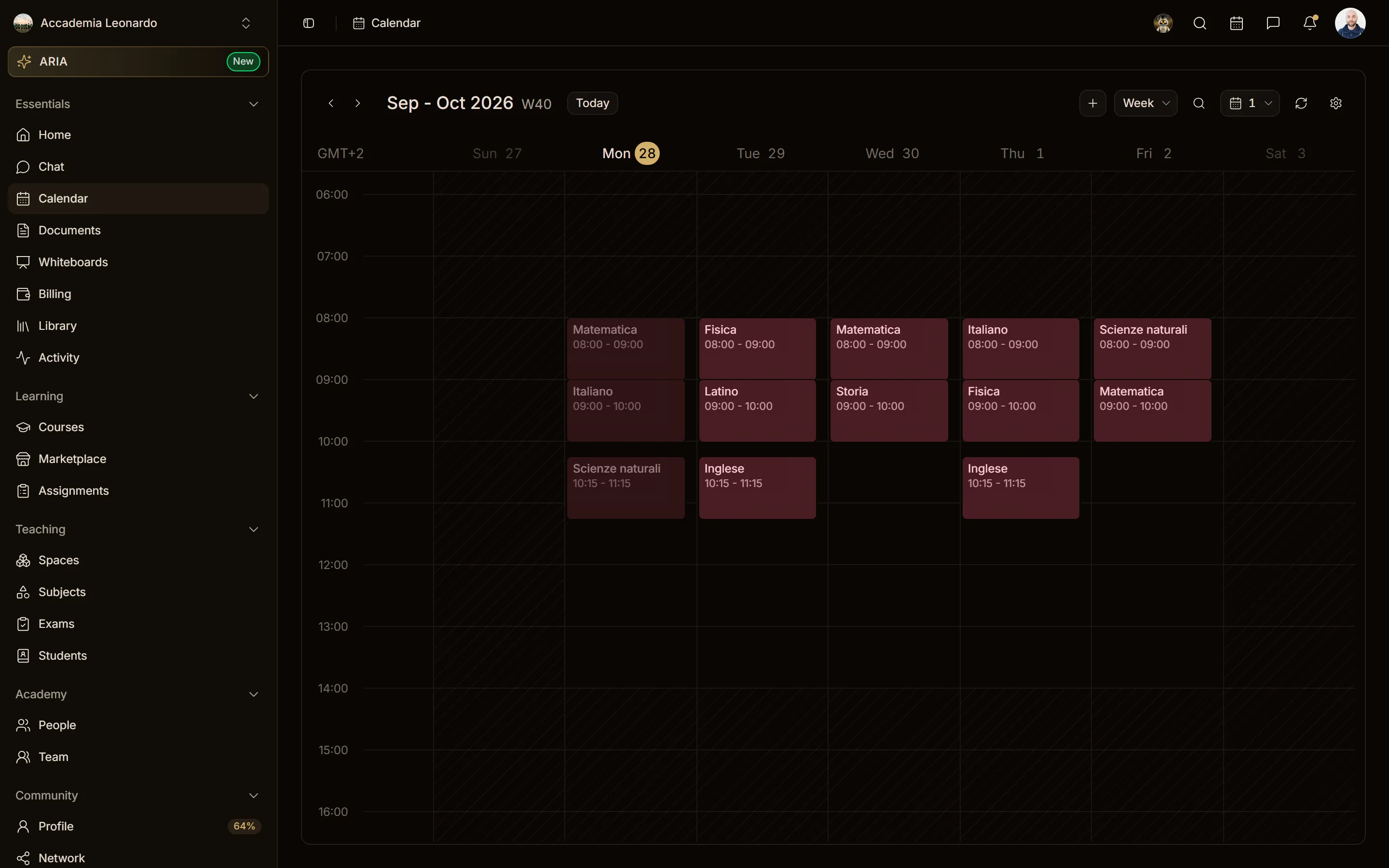 Il calendario di un docente dell'Accademia Leonardo