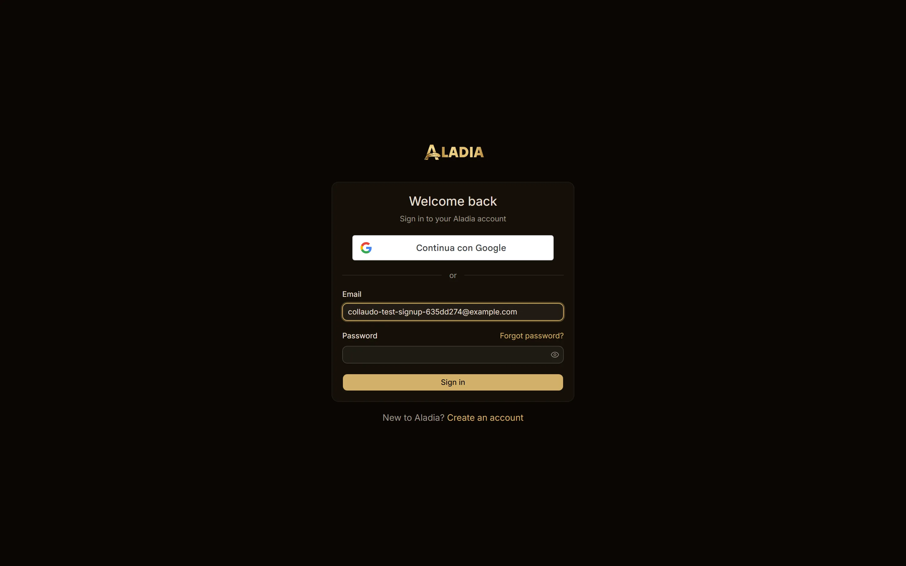 Accedere con un'email che non ha ancora un account