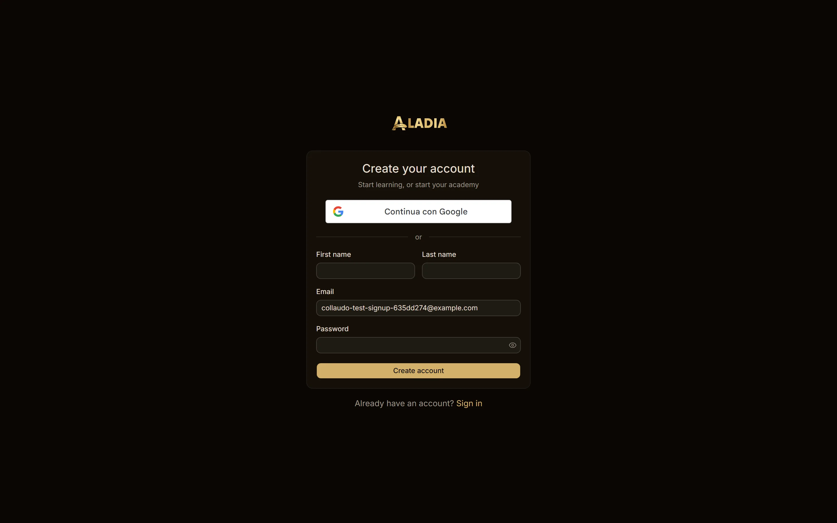 Il modulo di registrazione, con l'email arrivata da Accedi